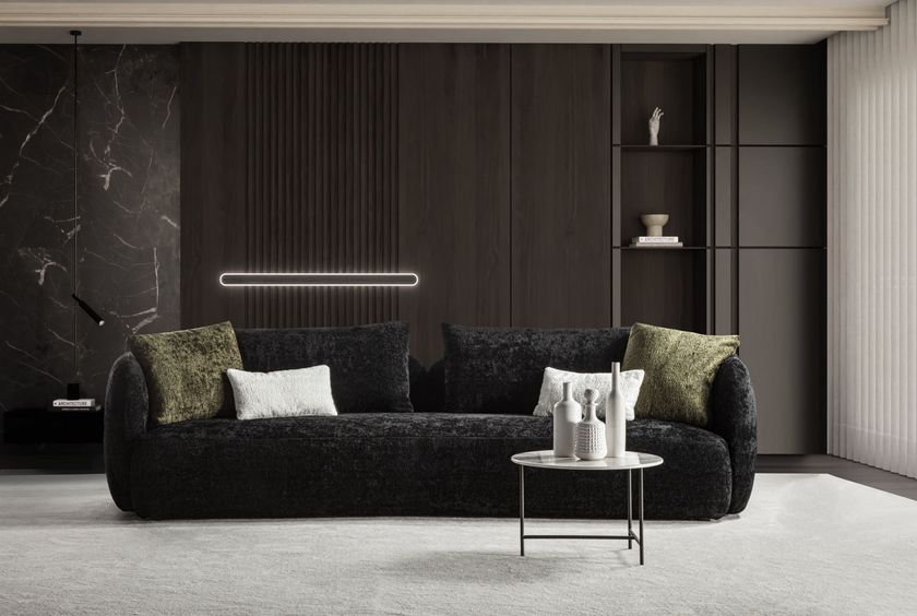 DUEPUNTOZERO Curved fabric sofa with removable cover By Gruppo Fox