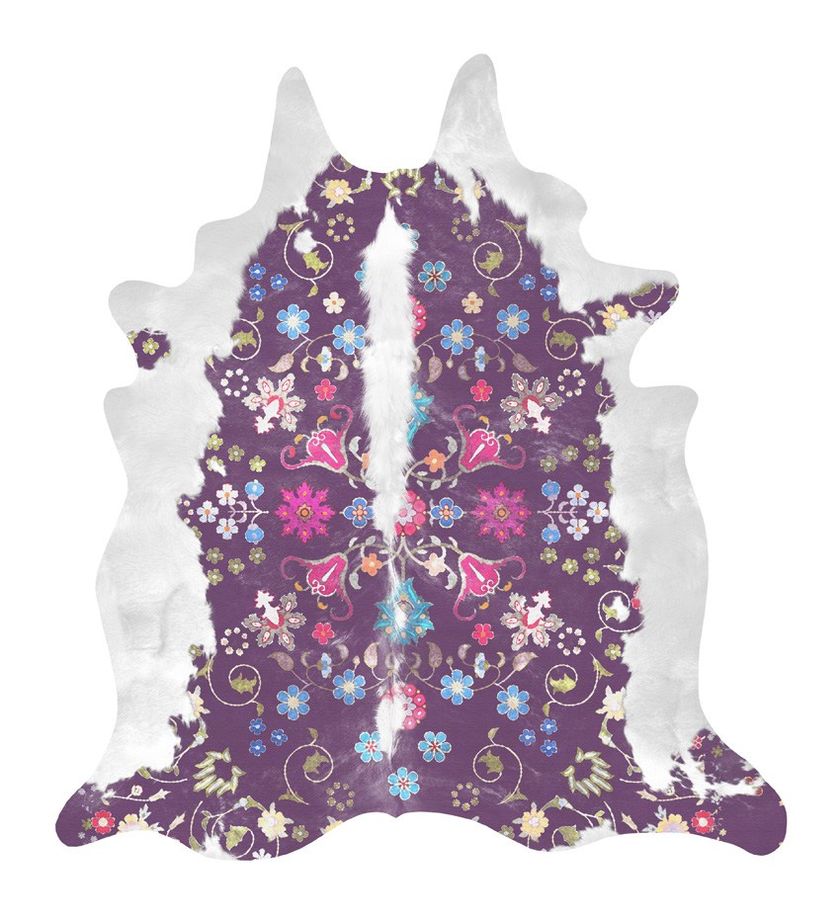 Fabric rug with floral pattern GYPSY COWHIDE By Mineheart design Young ...
