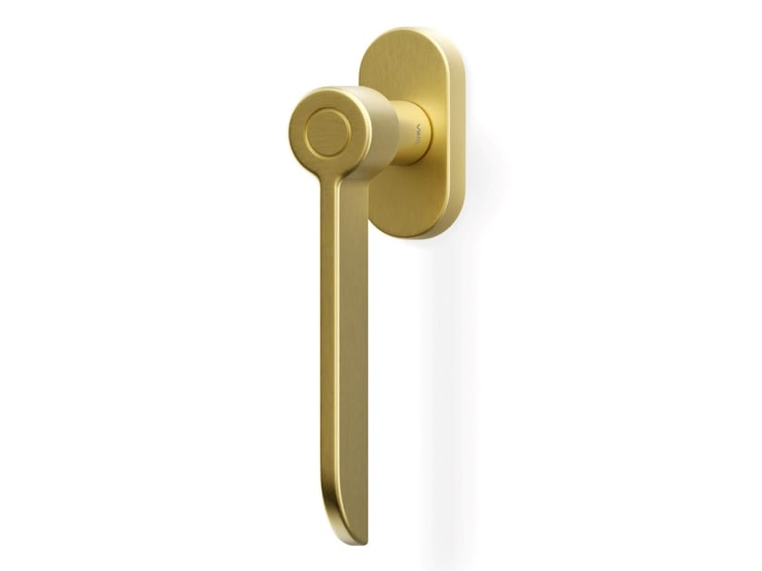 H 382 JOE CHENG VALLI FUSITAL Brass window handle on rose By Valli