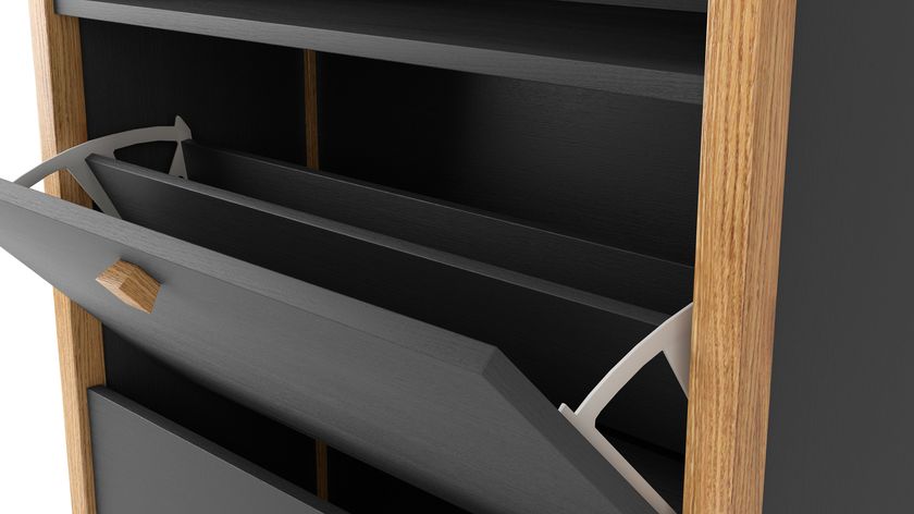HANNOVER | Melamine-faced chipboard shoe cabinet Melamine-faced ...