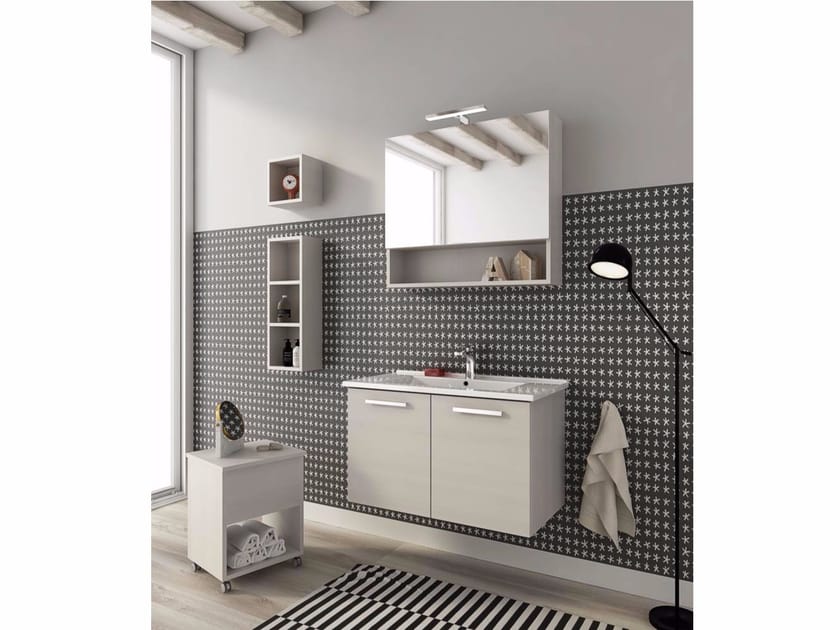 Wallmounted vanity unit with doors HARLEM H13 By LEGNOBAGNO
