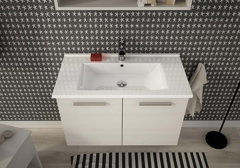 Wallmounted vanity unit with doors HARLEM H13 By LEGNOBAGNO