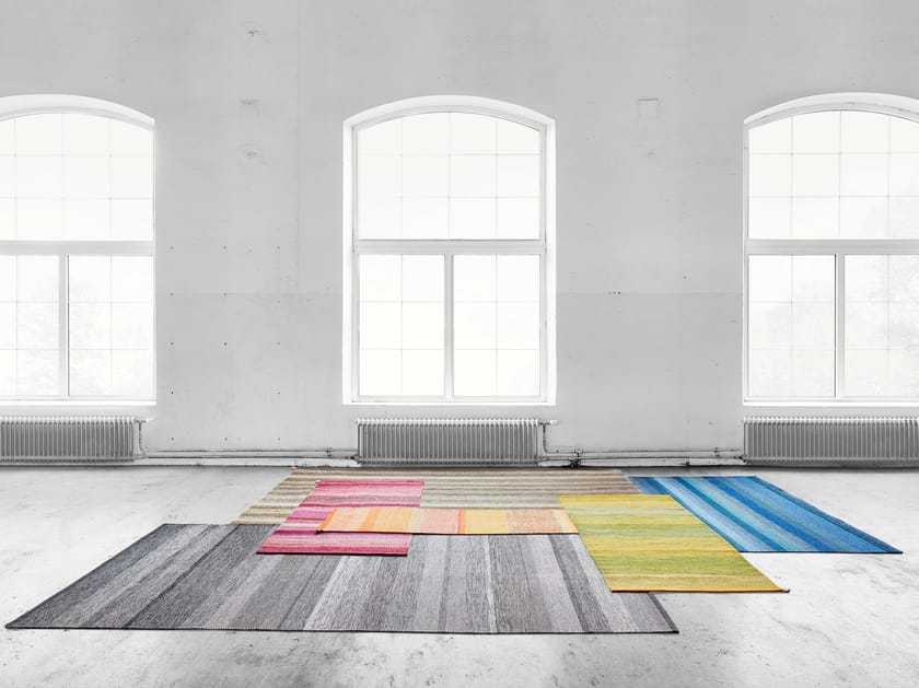 Rectangular striped wool rug HARVEST By Kasthall design Ellinor Eliasson