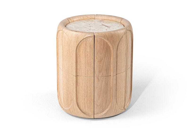 CONCAVE Coffee table in wood and marble By HESSENTIA Cornelio Cappellini design Claudio