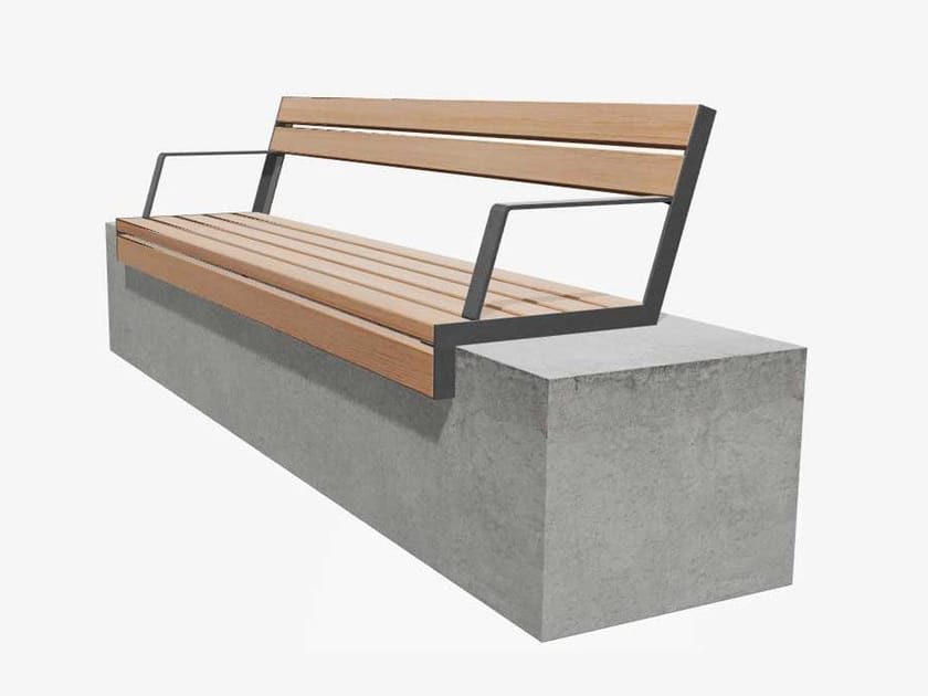 HOP HOP WALL Bench with back Steel and wood bench with back By miramondo