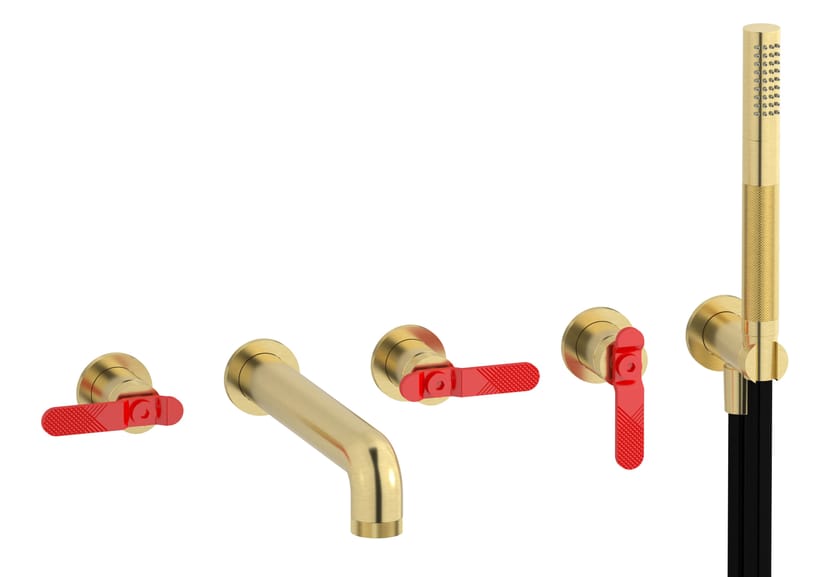BOLD LEVER B2398 by IB - Rubinetto per vasca a 5 fori a muro con doccetta - 10
