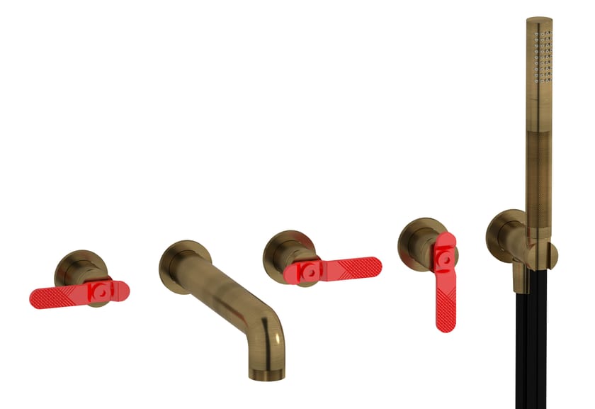 BOLD LEVER B2398 by IB - Rubinetto per vasca a 5 fori a muro con doccetta - 12