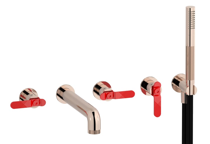 BOLD LEVER B2398 by IB - Rubinetto per vasca a 5 fori a muro con doccetta - 22