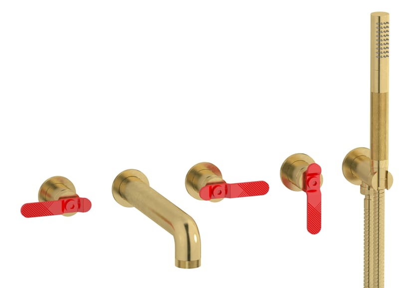 BOLD LEVER B2398 by IB - Rubinetto per vasca a 5 fori a muro con doccetta - 16