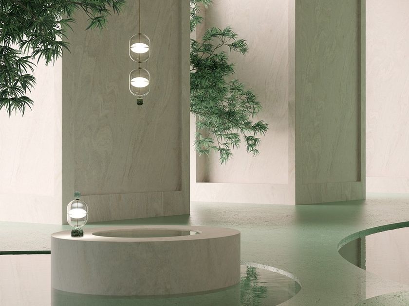INDRE LED natural stone and hand-blown glass table lamp By Rakumba