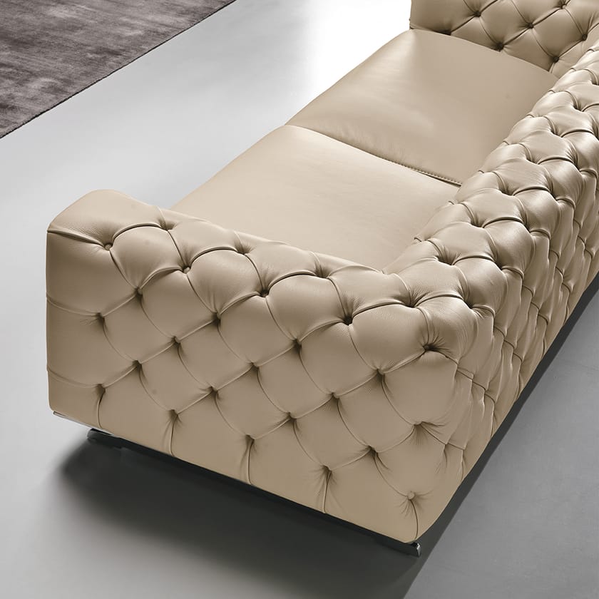 Sofá capitoné de cuero INGRID By Max Divani