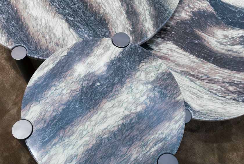 TUBES Round marble coffee table By IVG Home Collection