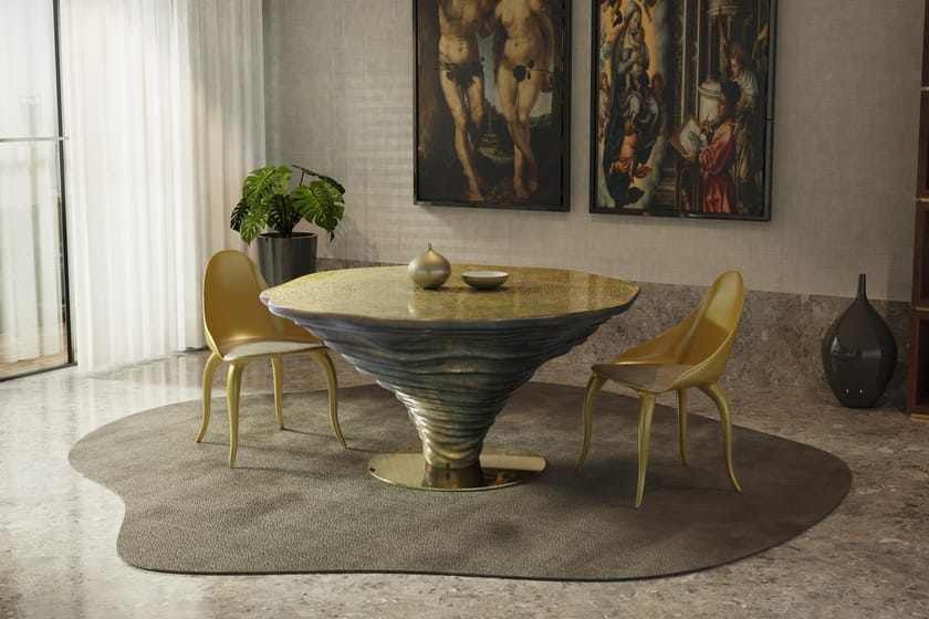 Round brass table KENYA K1380a By KARPA