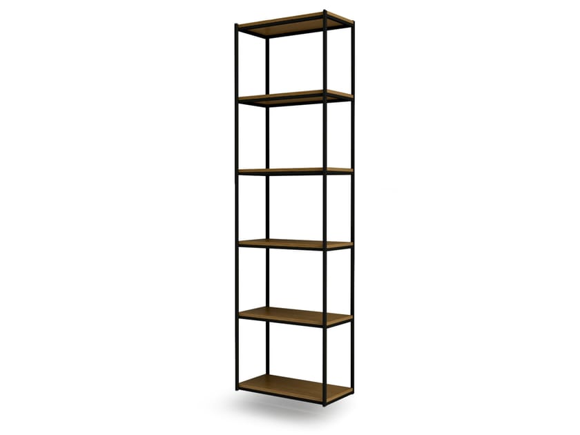 Open floating metal shelving unit with Valchromat shelves KUUBIK By