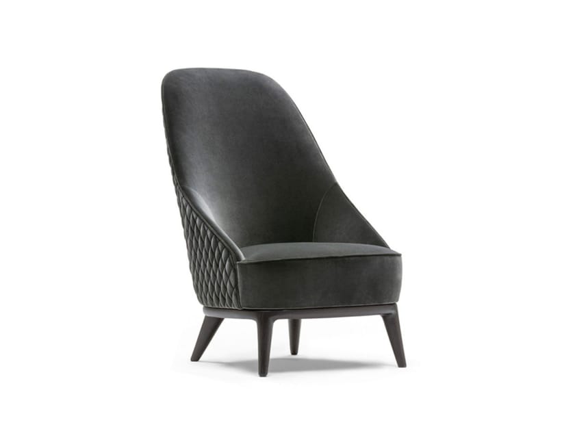 LESLIE Highback fabric armchair with wooden legs By OPERA CONTEMPORARY