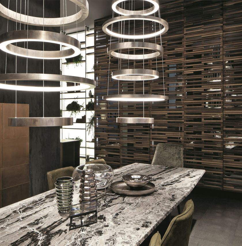 LED brass pendant lamp LIGHT RINGS By Henge design Massimo Castagna