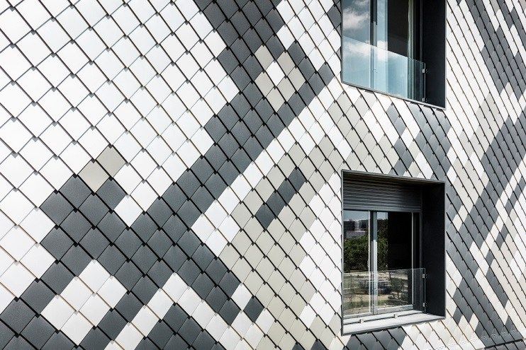 Metal shingle for facades LOSANGA 20 By PREFA ITALIA