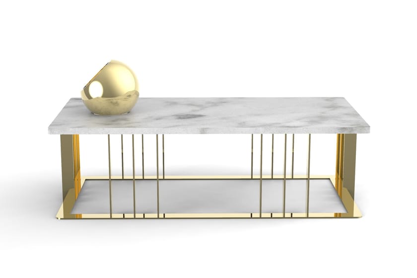 Carrara marble coffee table with flowerpot LOUIS By BLOSS
