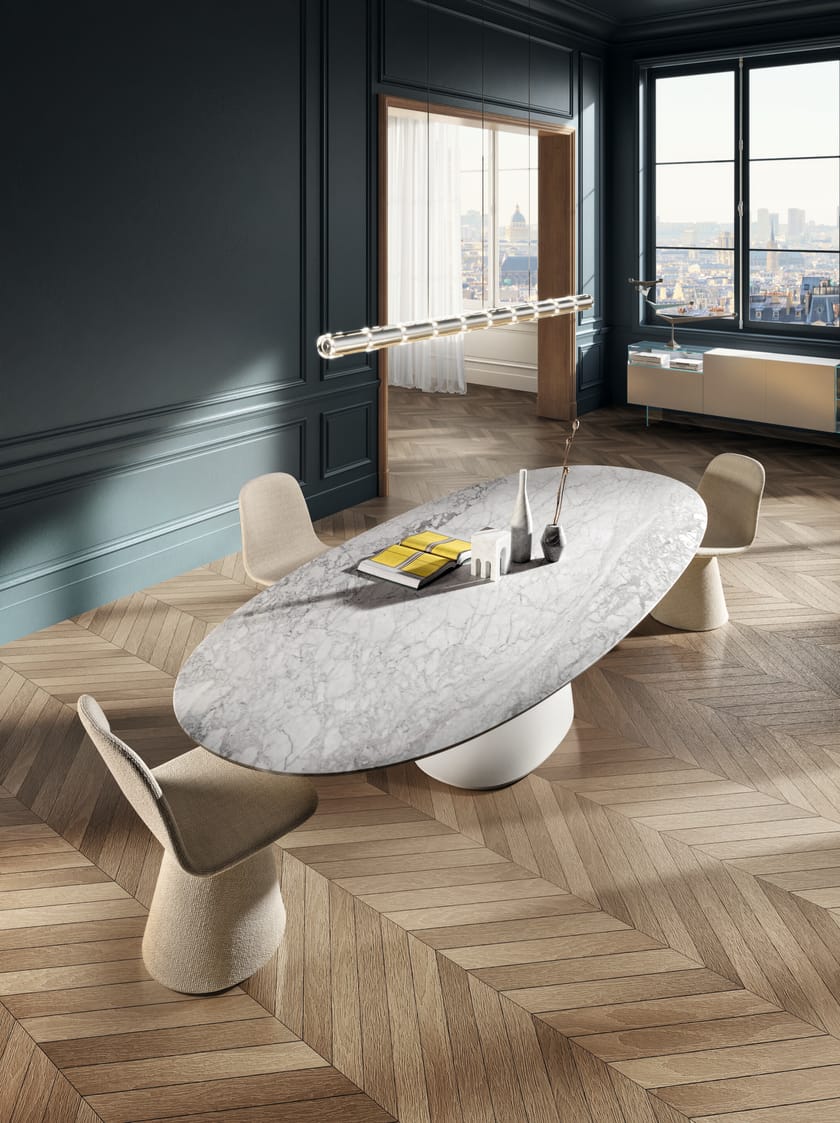 CHAPEAU 2887M by Lago - Tavolo ovale da pranzo in marmo - 2