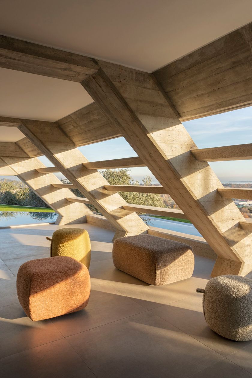 SEA SHELL Rectangular fabric pouf By Luxy