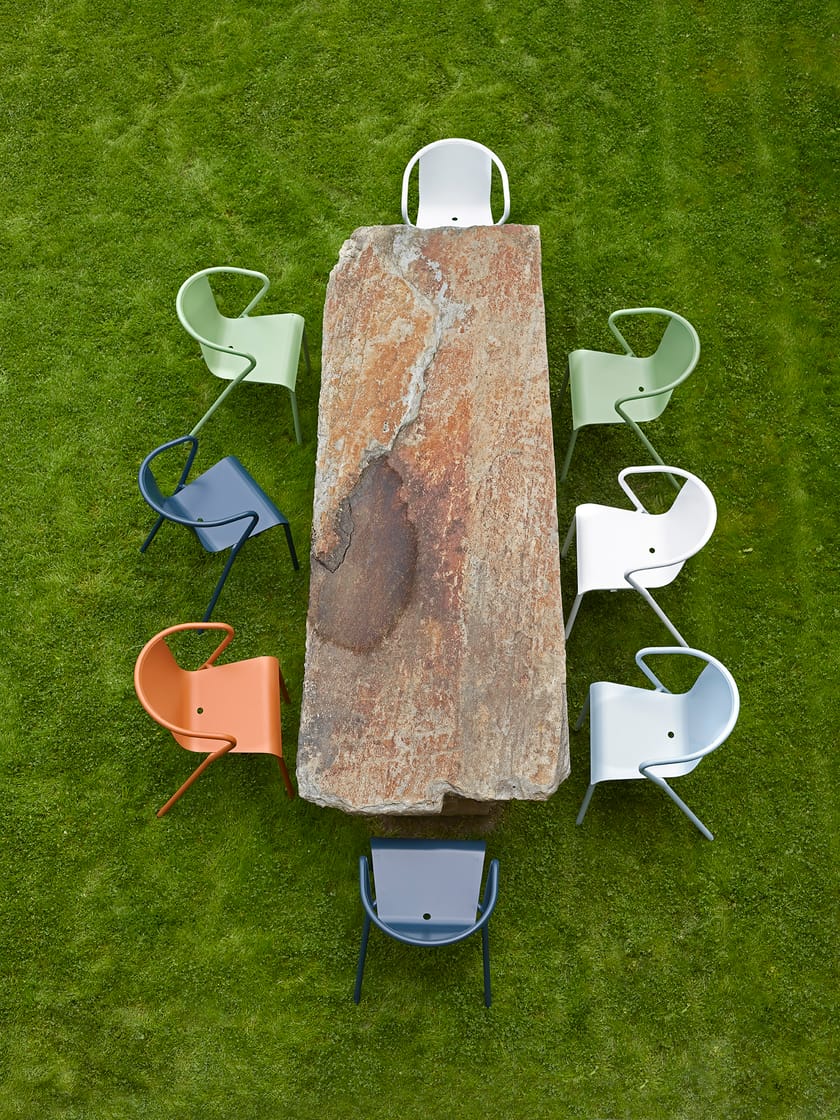 Stackable metal garden chair with armrests MANEL By Adico