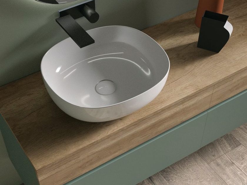 Mobile lavabo doppio sospeso in HPL con cassetti MOOD 8 Collezione Mood ...