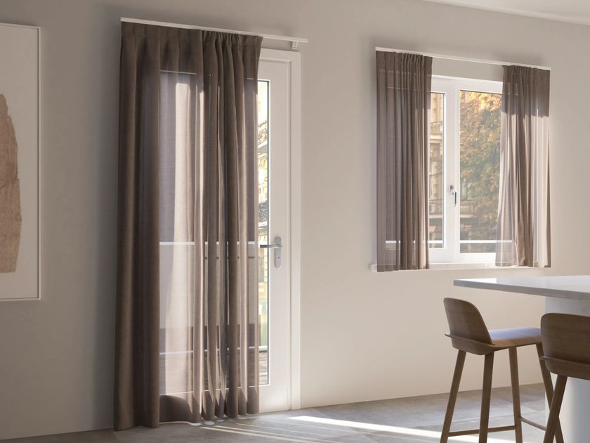 Binario Per Tende A Pacchetto Arricciate In Alluminio – Doppio Movimento Verticale/Orizzontale – Regolabile Da 100 A 220 Cm (140 Cm)