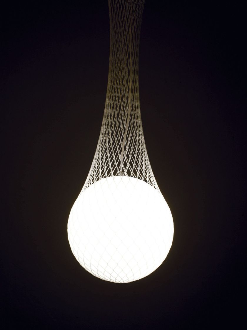 Glass and fabric pendant lamp NETWORK By Formagenda design Benjamin Hopf