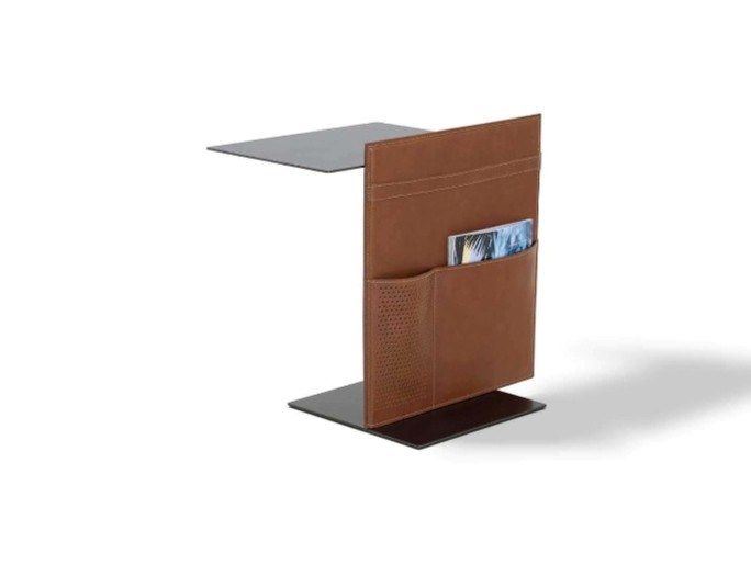 Painted metal side table with integrated magazine rack NOTE By Lema ...
