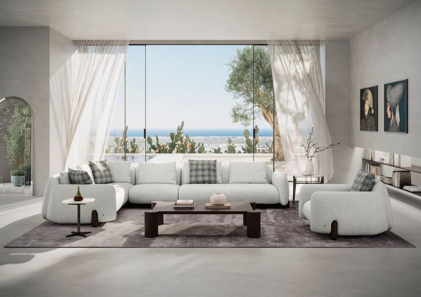 MIRAI Fabric armchair with armrests By Natuzzi Italia