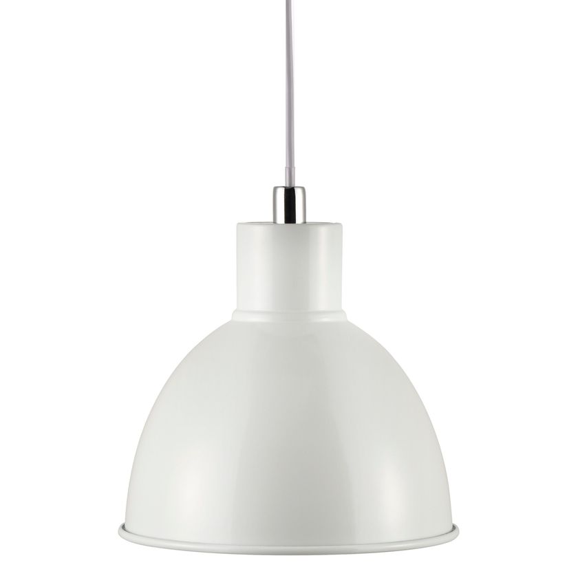 Lampada A Sospensione Nordlux POP, Verde Chiaro/bianco, Paralume Tondo In Metallo, Attacco E27, Cavo Bianco Da 200 Cm, Perfetta Per La Cucina O Il Soggiorno
