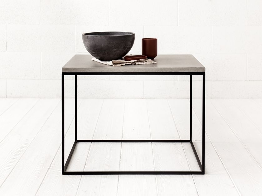 Rectangular cement and steel coffee table OBLONG By IDDO