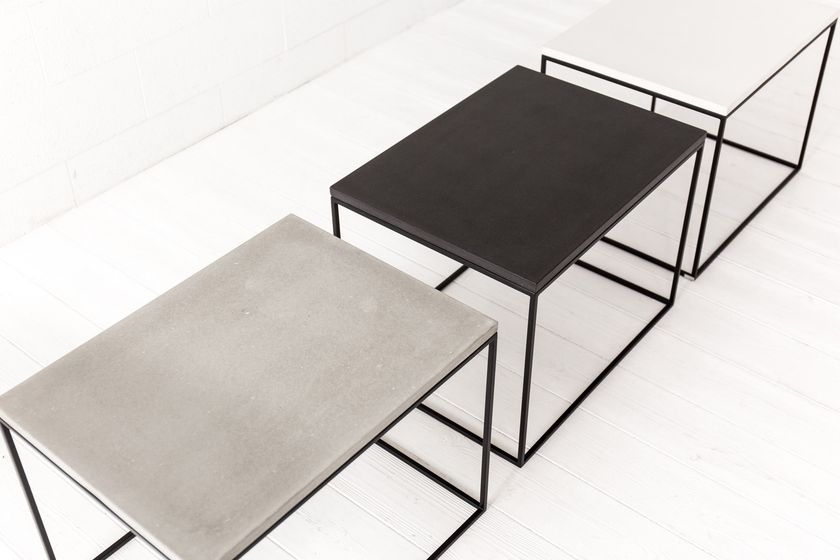 Rectangular cement and steel coffee table OBLONG By IDDO