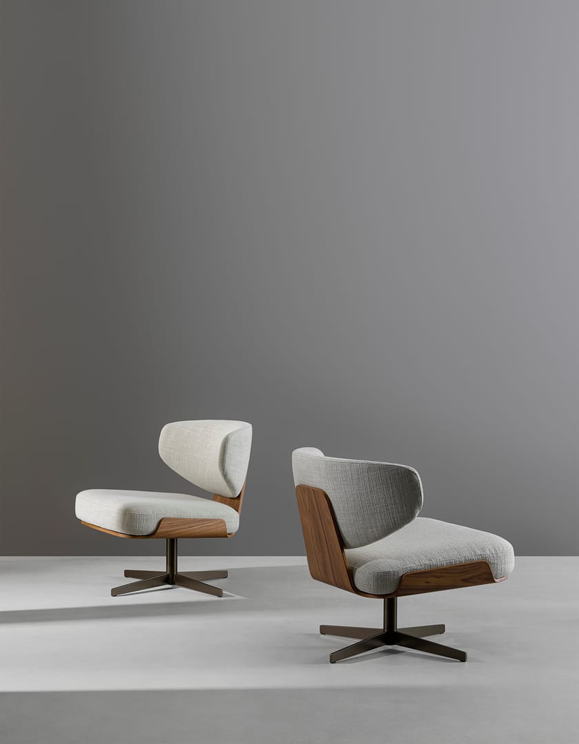 Swivel fabric armchair with 4spoke base OLOS By Bonaldo design Mauro