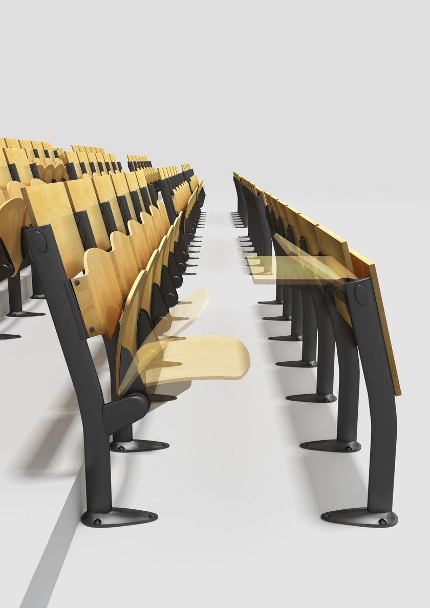 OMNIA Bench desk with integrated chairs By Ares Line design Giovanni