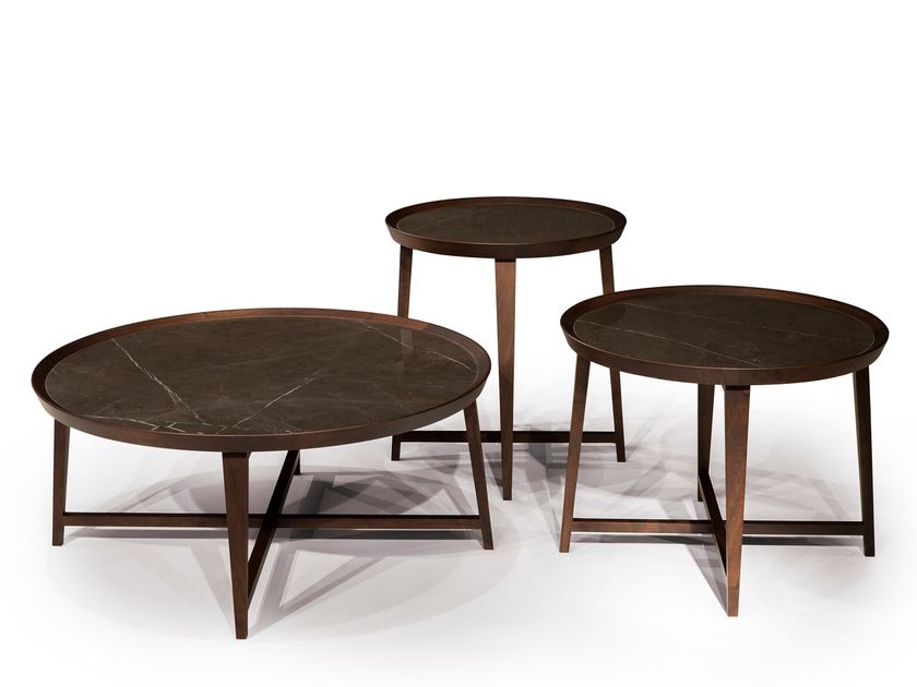 Low round porcelain stoneware coffee table OPERA By Mobi