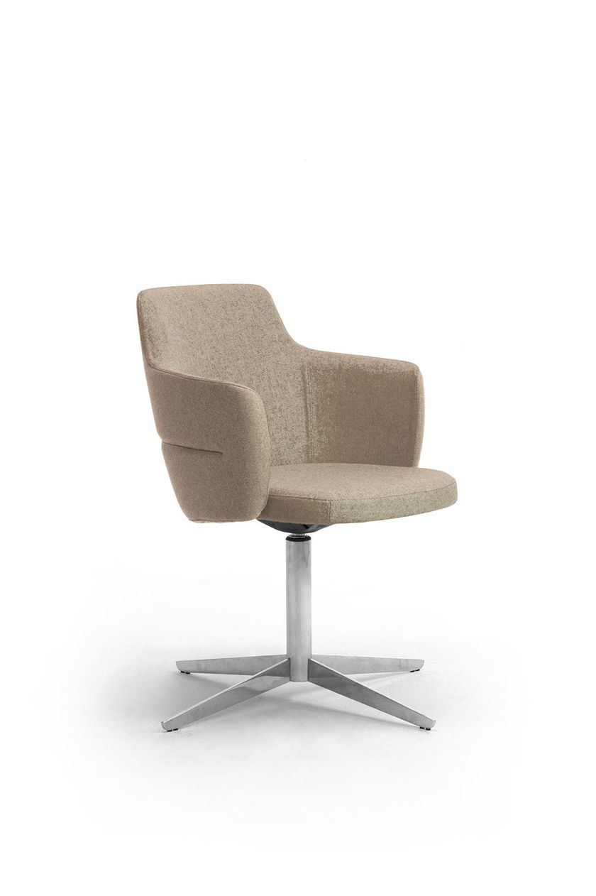 OPERA Swivel with spoke base wool chair with armrests By Leyform ...