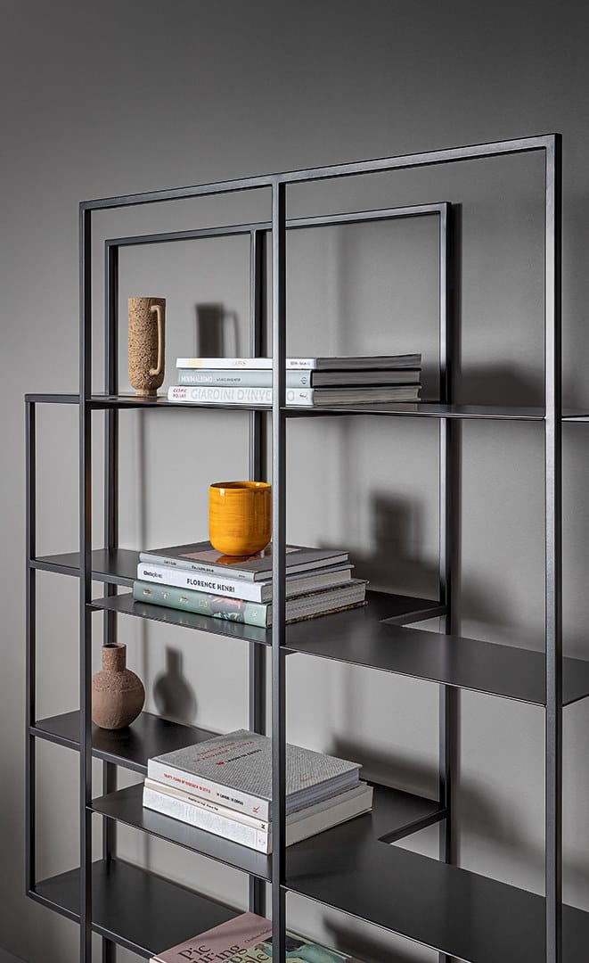 Open metal bookcase OPTIC By Bonaldo design Marco Zito