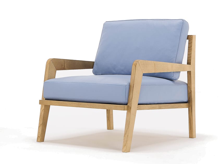 Upholstered leather armchair with armrests OSLO By Egoitaliano