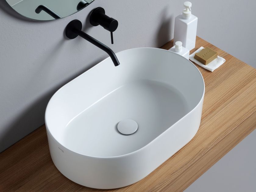 OPEN Countertop oval ceramic washbasin By Olympia Ceramica