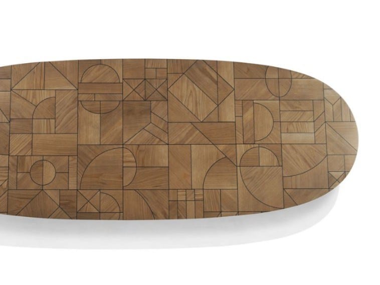 NATIV Low oval solid wood coffee table By Roche Bobois design Raphaël