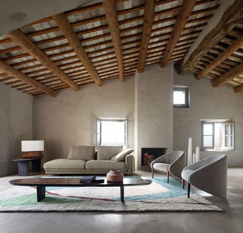 NATIV Low oval solid wood coffee table By Roche Bobois design Raphaël