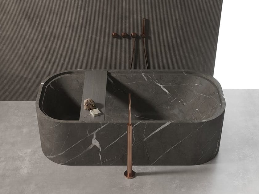 Freestanding oval natural stone bathtub PB BATH By COCOON design Piet Boon