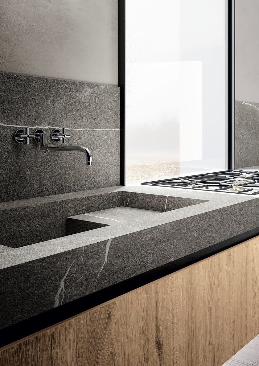 PIASENTINA by Sapienstone - Top cucina in gres porcellanato effetto cemento - 5