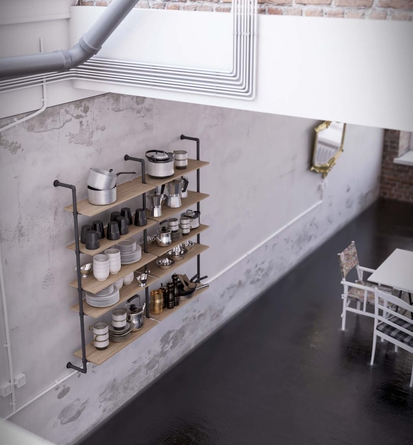 Wallmounted bookcase PIPE By Damiano Latini