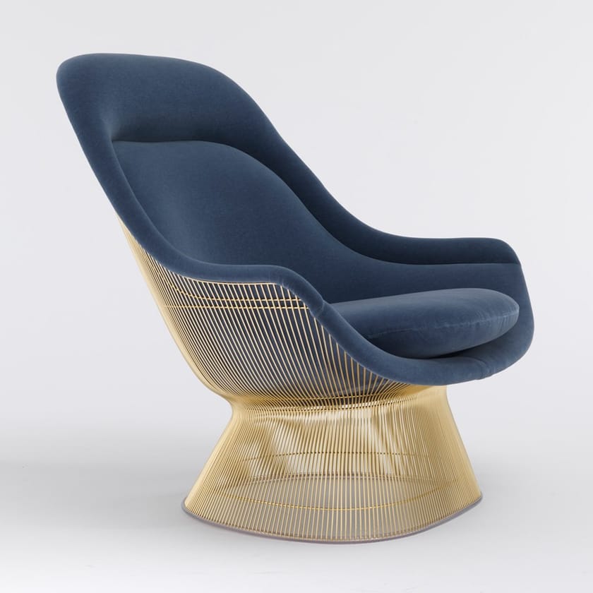 PLATNER Steel and fabric armchair with armrests By KNOLL design