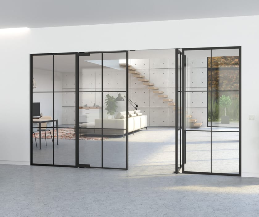 PORTAPIVOT MINI-MAX - DOUBLE DOOR+FIXED by Portapivot - Porta a bilico in alluminio e vetro - 4