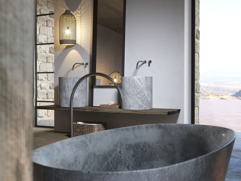 Freestanding oval natural stone bathtub PURIST BATH By COCOON