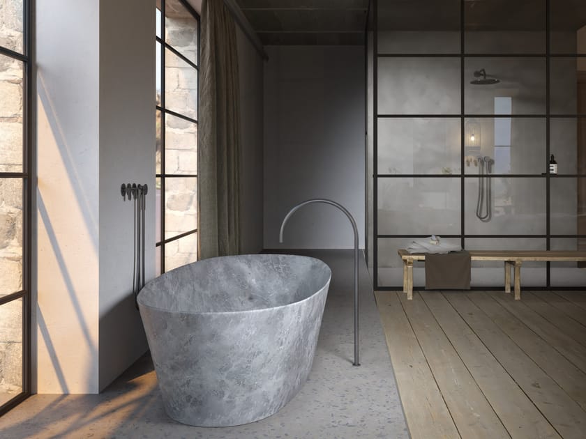 Freestanding oval natural stone bathtub PURIST BATH By COCOON