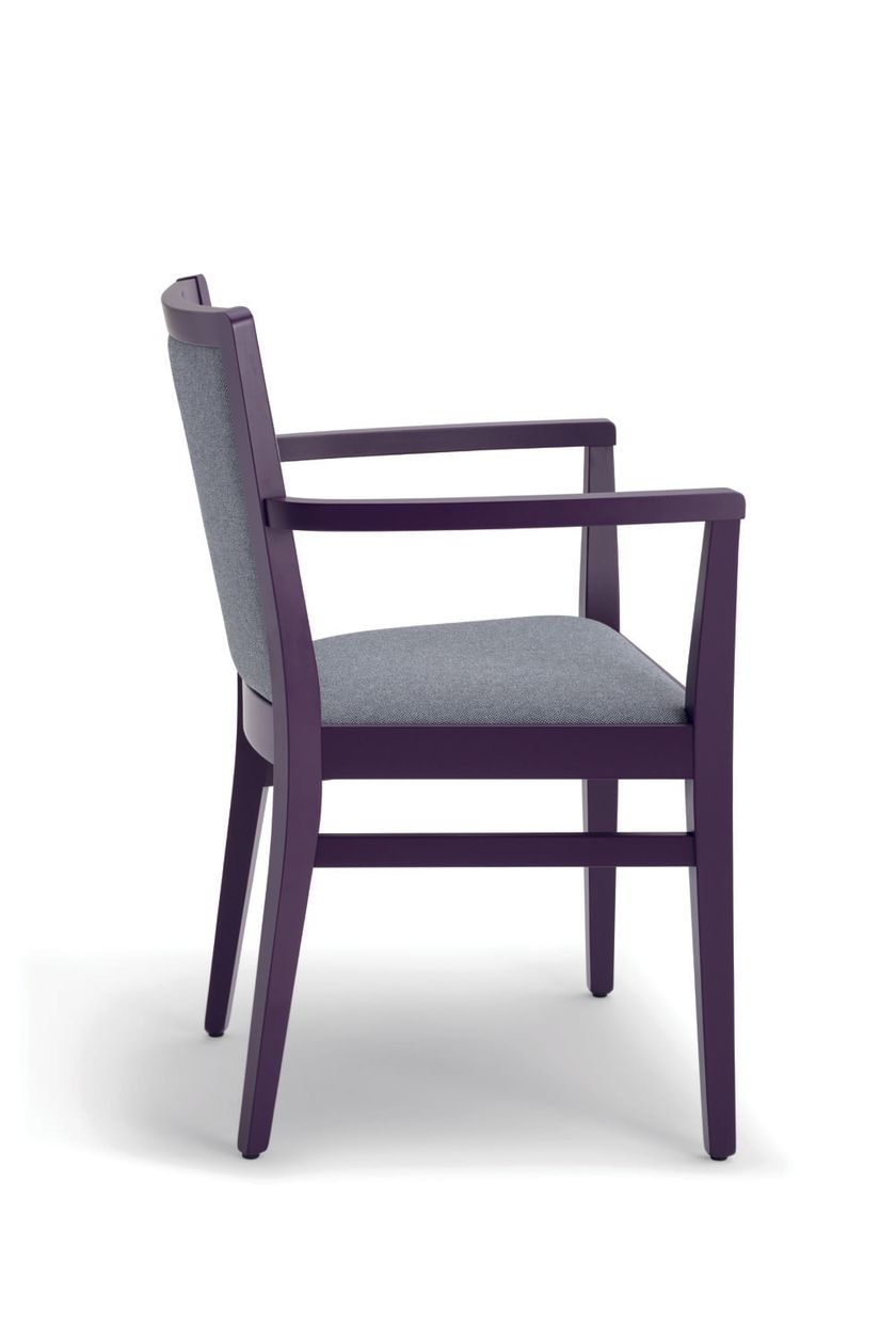 Sedia Ospiti KALUM, Imbottita, Gambe Rovere, Tessuto Grigio Scuro